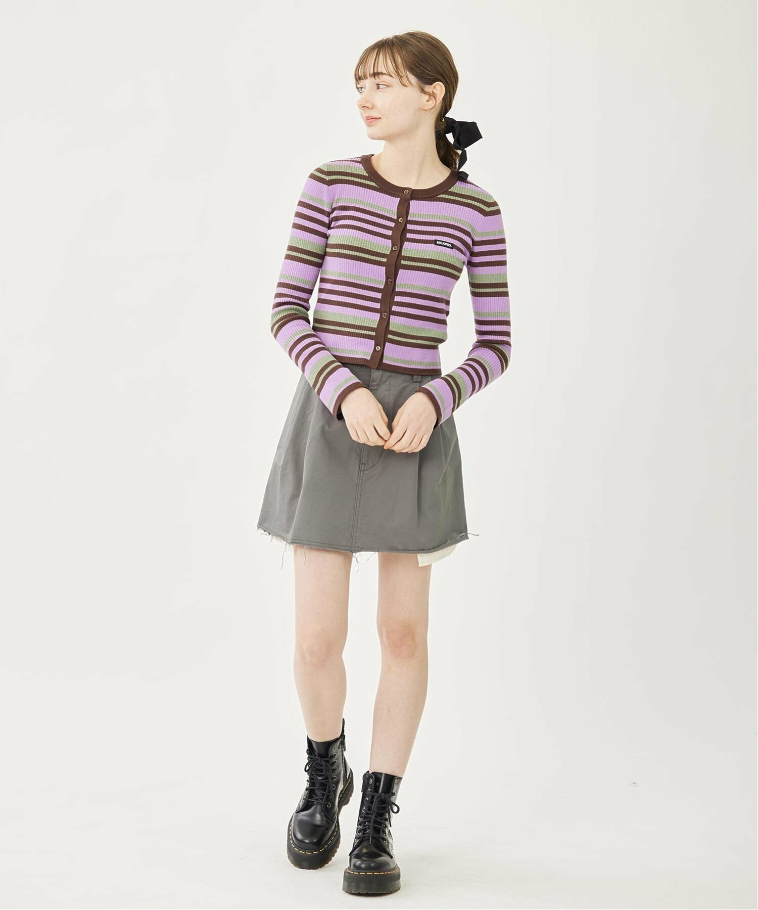 STRIPE KNIT FITTED CARDIGAN MILKFED.